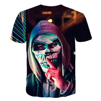 Nov dizajn za moške in ženske majice v letu 2020, 3D lobanje natisnjeni T-shirt, casual, ki teče T-shirt, ulice