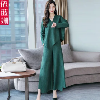 V jeseni leta 2018, nove ženske deerskin pasja moda obleko, dvodelno, elegantna Hong Kong slog mature boginja fan obleko