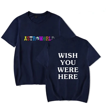 Unisex Moški&Ženske Travis scott astroworld T-shirt kratek rokav Poletje Priložnostne Vrhovi