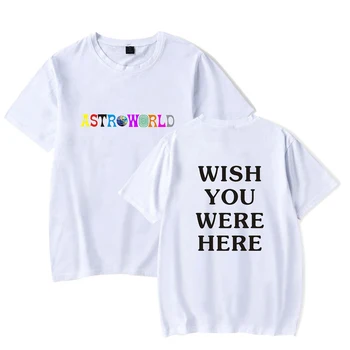 Unisex Moški&Ženske Travis scott astroworld T-shirt kratek rokav Poletje Priložnostne Vrhovi