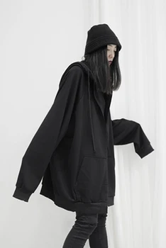 2020 Pomlad Jesen Plus velikost Ženske Izgubijo Velik žep Črno Trenirko Gothic Cape Prevelik suknjič Ženski Priložnostne Vrhnjih oblačil