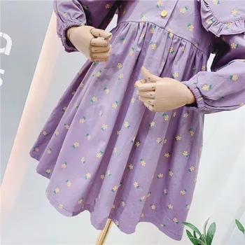 Humor Nosijo Dekleta Obleko Nova Lepa Princesa Obleko Pomlad Jesen Šivanje Lotus Listov River Dolg Rokav Otroci, Otroci, Dekleta, Obleko
