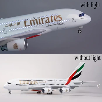 1/160 Obsega 45.5 cm Letalo Model Airbus EMIRATE S A380 letalski Prevoznik Zrakoplova Model Z Svetloba & Kolo Diecast Smolo Letalo Kažejo