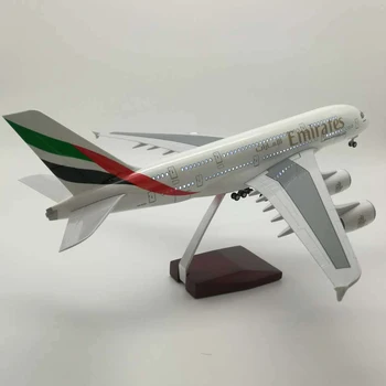1/160 Obsega 45.5 cm Letalo Model Airbus EMIRATE S A380 letalski Prevoznik Zrakoplova Model Z Svetloba & Kolo Diecast Smolo Letalo Kažejo