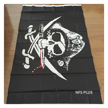 Dekorativne Piratsko Zastavo 90x150cm Črna Poliester z Lobanjo Natisnjeni Obešanje, ki Plujejo pod noč Čarovnic Zastavami in Transparenti za Dom in Stranka