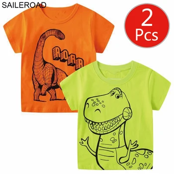 SAILEROAD otroci majice 2pcs Wholsale Baby Fantje T-Majice Kopač Dinozaver Otroci Vrhovi Tees za Otroke Oblačila, Bombaž