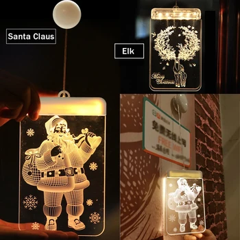 LED Sesalni Lahka 3D Vrata in Okna Santa Claus Elk Zvonovi novoletne Lučke LED Niz Luči Snežinka Novo Leto Gospodarske