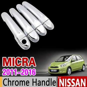 Za Nissan Micra K13 Krom Ročaj Kritje Trim Marca Renault Puls 2011 2012 2013 2016 Pribor Nalepke Avto Styling