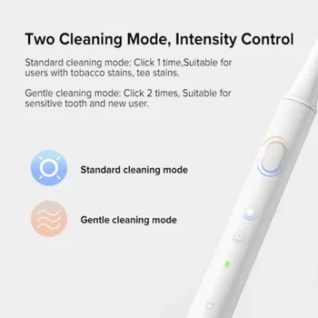 XiaoMi Mi Sonic Električna Zobna Ščetka Oral T100 Beli Glave Silikonski Visoko Frekvenco Vibracije Močno Nepremočljiva Dveh Hitrosti Način