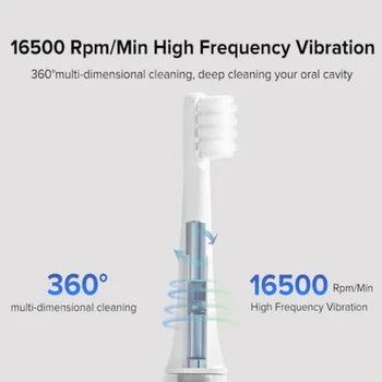 XiaoMi Mi Sonic Električna Zobna Ščetka Oral T100 Beli Glave Silikonski Visoko Frekvenco Vibracije Močno Nepremočljiva Dveh Hitrosti Način