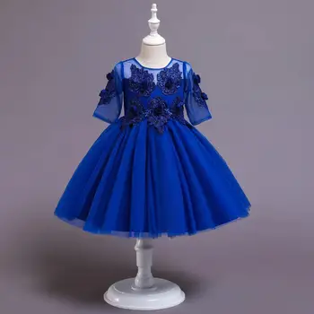 Nova Princesa Cvet Dekle Poročno Obleko 2021 AppliquedTulle Kolena-Dolžina Pageant Obleke Za Otroke Obleko Žogo Obleke Prom Stranka