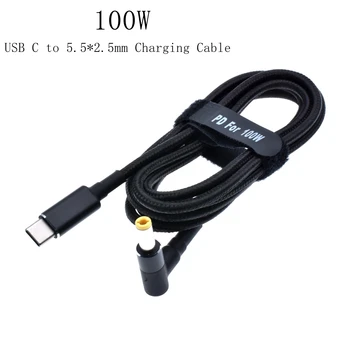 1,8 m 100W USB Tip C do 5.5x2.5mm Moški Vtič Pretvornik USB C PD Polnilnikom DC napajalni Kabel Kabel za Asus Lenovo Toshiba Prenosnik