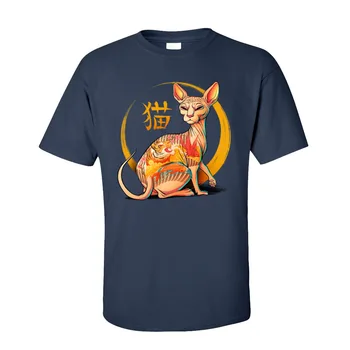 Kanadski Hairless Mačka Moške, Darilo T Shirt Japonska Tshirt Poletje/Jesen Čistega Bombaža T Srajce Ulica Kratek Rokav Yakuza Mačka T-Shirt