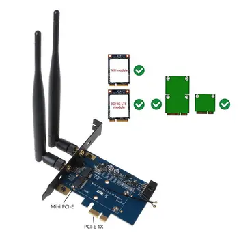 Mini PCI-E PCI Express PCI-E 1x Adapter s Kartice SIM v Režo za WiFi, 3G/4G/LTE Brezžično Kartico Pretvornik