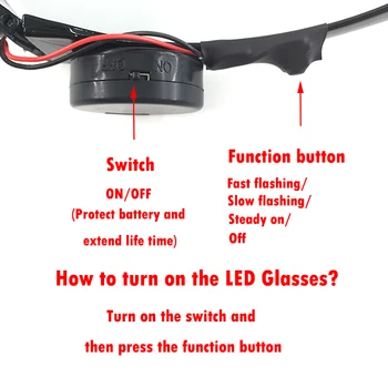Nove Modne LED Očala, ki ga Poganja Gumb Baterija Svetlobni Stranka Glow svetijo Očala za Ples Sijaj Stranka Dobave