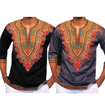 2020 Moških Afriške Vrhovi Tradicionalnih Dashiki Print Majica Dolg Rokav Bazin Moda Hip Hop Ulične Casual Moški Afriška Oblačila