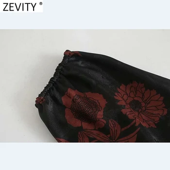 Zevity Ženske Letnik V Vratu Cvet Tiskanja Zapenjanje Kimono Mini Shirt Obleko Femme Luč Rokav Priložnostne Slim Line Vestido DS4830