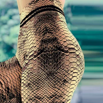 Ogilvy Mather 2020 Ženske Dokolenke Simulacija Digitalnih Kača Tiskanja Hlače Digital Print Pisane Legging Visoko pasu Skinny Hlače