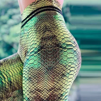 Ogilvy Mather 2020 Ženske Dokolenke Simulacija Digitalnih Kača Tiskanja Hlače Digital Print Pisane Legging Visoko pasu Skinny Hlače