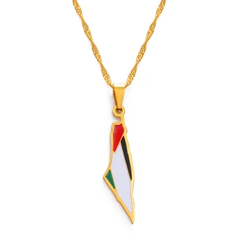 Anniyo Palestine Obesek Ogrlice Slver Color/Zlata Barva Nakit