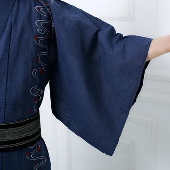 Poletje Tradicionalni Japonski Kimono Človek Dolgo Jinpei Yukata Moški kopalni plašč Kimono s Pasom Jinbei Odru Warrior Uspešnosti Oblačila