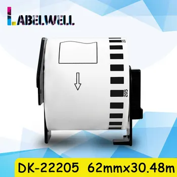 Labelwell DK-22205 162 mm*30.48 m White Združljiv Termični Papir DK22205 DK-22205 DK 22205 združljiv za Brata QL Tiskalnik za Etikete