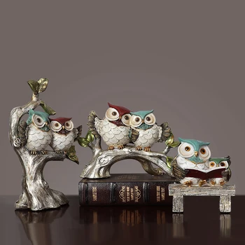 Ameriški državi srčkan smolo sova figurice Živali obrti pravljice vrt miniature pisarne Doma dekoracijo sodobne Ustvarjalne Darila