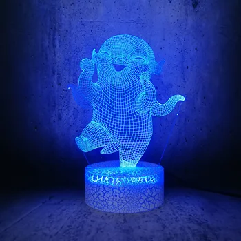 Chanese Risanka Vroče film vlogo Srčkan Wuba 3D LED Lučka za Majhne Demon Kralj Bela Redkev Obliko Noč Svetlobe otrok spalnica desk dekor
