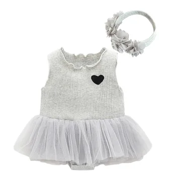 Poletje Princesa Baby Dekle Določa Novorojenčka Moda Bombaž Mehka Obleka brez Rokavov+Glavo 2pcs Luštna Punca Oblačila, ki