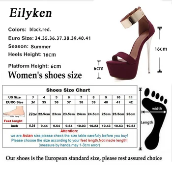 Eilyken 2021 Ženske Sandale 16 cm Ultra visokih petah Poletje Platformo Črpalke Stranka Klub čevlji Ženska Sequined Gladiator Sandali
