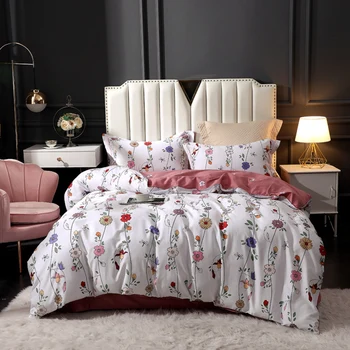 TUTUBIRD-Luksuzni Evropske Egiptovski bombaž rjuhe kritje kraljica kralj velikost cvetlični posteljnina nabor pastorala slog bedclothes posteljno perilo