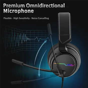 UNITOP Xiberia V20 Gaming Slušalke, USB, 7.1 Slušalke Za PC Igre, Računalniške Popsocket Bass sistem Stereo Slušalke z Mikrofonom LED Luči