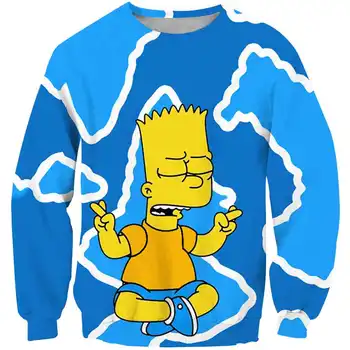 Jeseni 3D Bart simpson Unisex Majica simpsons Natisnjeni dolg Rokav Grafični top Fant dekle oblačila puloverju otroška oblačila