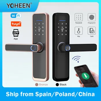 YOHEEN Wifi Zaklepanje Vrat Z Tuya App, Varnostni Biometrični čitalnik Prstnih Smart Lock Z Geslom, RFID kartico