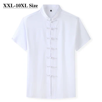 Plus Velikost 7XL 8XL 10XL Poletje Tang bo Ustrezala moška Majica Kratek Rokav Kitajske Tradicionalne 4 Barve Svoboden Casual Moški Kung Fu Majice