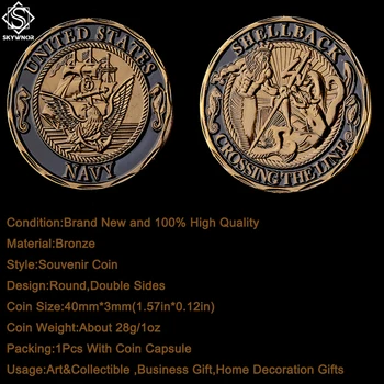 5PCS ZDA Baker Izziv Mornarice Shellback Prečka Črto Mornar Vojaške Spominek Vrednost Kovanca