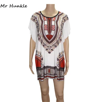G. Hunkle Debelo Afriška Oblačila Dashiki Bluzo za Ženske Priložnostne Poletje Hipi Tiskanja Dashiki Tkanine Femme Boho Haljo Femme