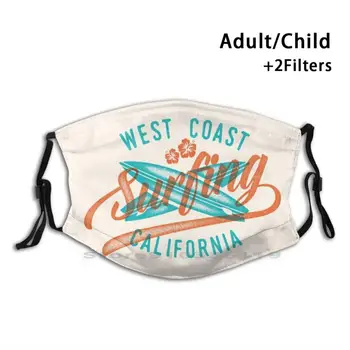 Zahodni Obali Deskanje Kaliforniji Print Masko Za Enkratno Uporabo Pm2.5 Filter Za Masko Otroci Deskanje Kaliforniji Cali Socal Surf Zahodni Obali