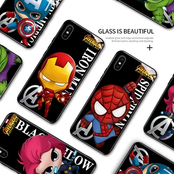 Za Huawei Honor 8S / Y5 2019 Risanka Marvel Maščevalec Superheroj Ironman Spiderman Ohišje Pokrov Gladek, Kaljeno Steklo Ohišje Ohišje