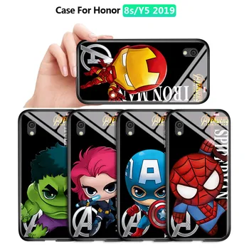 Za Huawei Honor 8S / Y5 2019 Risanka Marvel Maščevalec Superheroj Ironman Spiderman Ohišje Pokrov Gladek, Kaljeno Steklo Ohišje Ohišje