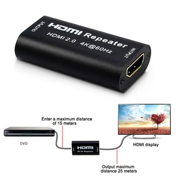 4K 60hz HDMI je združljiv 2.0 1080P 4K*2K Podaljšek Adapter Signala, Ojačanje, Extender Mini 120 m Extender Za HDTV