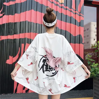 Poletje Kimonos ženska 2019 Japonski kimono jopico cosplay majica bluzo za ženske Japonski yukata ženski poletni plaži kimono