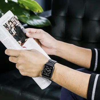 Band Združljivi z Apple Watch 44 mm in 40 mm Serije 5 4 3 iwatch band 42mm 38 mm Ženske, Moške Poslovne Trdnega Nerjavečega Jekla trak