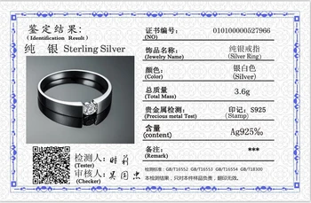 Srebro Certifikat! YINHED Pravi Srebro 925 Funt Obroč Simulacije Diamantno Poroko Udejstvovanje Obroči za Moške Fine Nakit ZR693