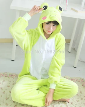 Kigurumi Odraslih Srčkan Žaba Onesie Unisex Flanela Pižamo Pižame Toplo Živali Homewear Cosplay Kostum Sleepwear