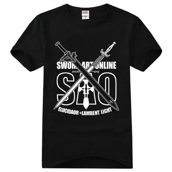 16Colors Sword Art Online SAO Natisnjeni T-Shirt Cosplay Kostum Kirito Kirigaya Kazuto Vsakodnevno Casual Bombaža, Kratek Rokav Tee Majice