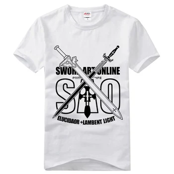 16Colors Sword Art Online SAO Natisnjeni T-Shirt Cosplay Kostum Kirito Kirigaya Kazuto Vsakodnevno Casual Bombaža, Kratek Rokav Tee Majice