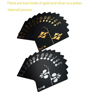 Plastične Karte, Poker Zlato Folijo Prekrita Poker Black Igralne Karte Nepremočljiva PVC Čarobno Plastičnih Kartic Baralho Krova igre na Srečo