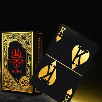 Plastične Karte, Poker Zlato Folijo Prekrita Poker Black Igralne Karte Nepremočljiva PVC Čarobno Plastičnih Kartic Baralho Krova igre na Srečo