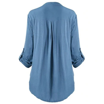 Čipke Ženske Bluzo Plus Velikost Priložnostne Bela Majica Svoboden V Vratu Dolg Rokav Gumb Elegantna Womens Vrhovi In Bluze Tunika
